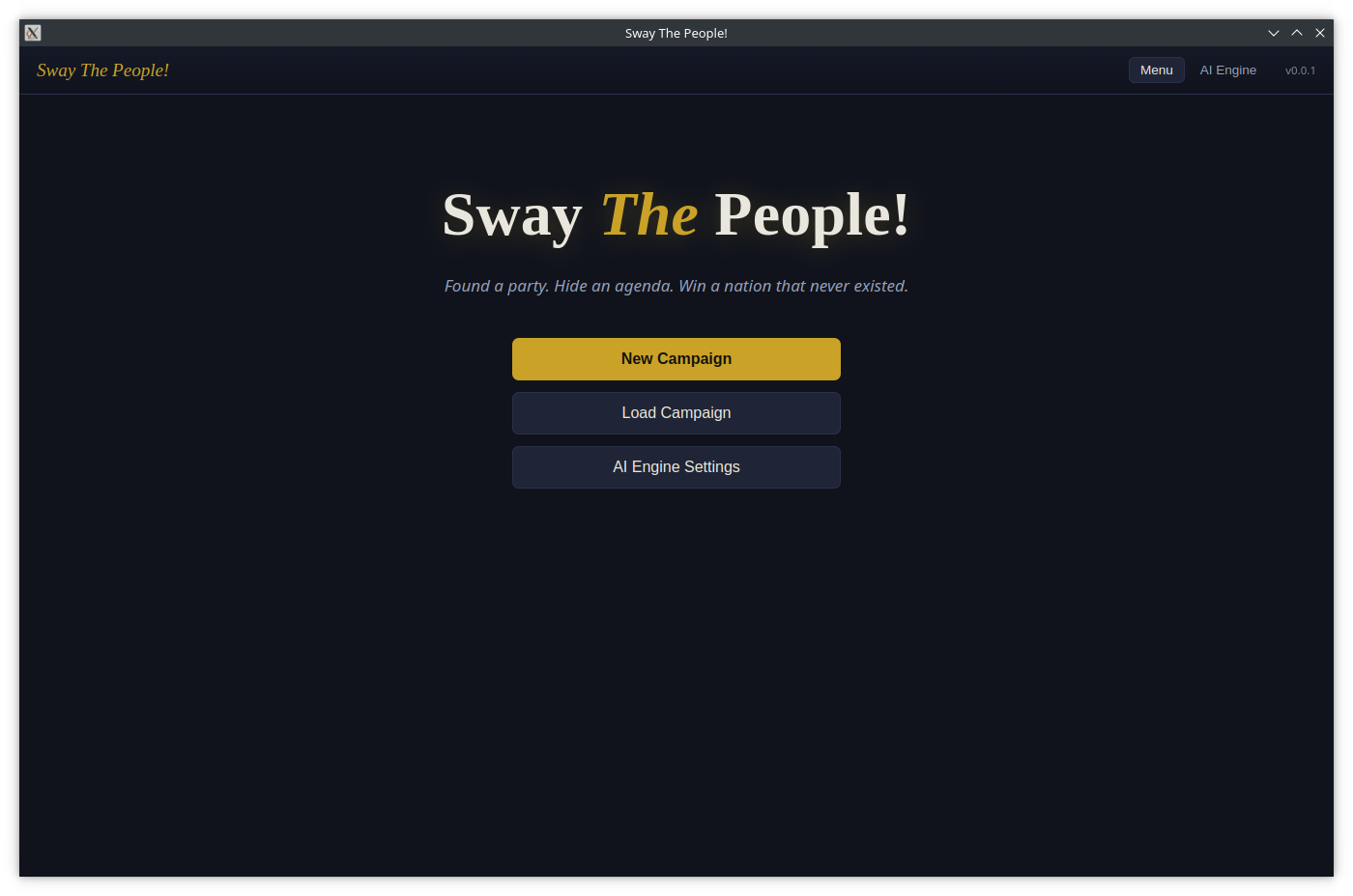 Screenshot of Sway The People! game initial menu